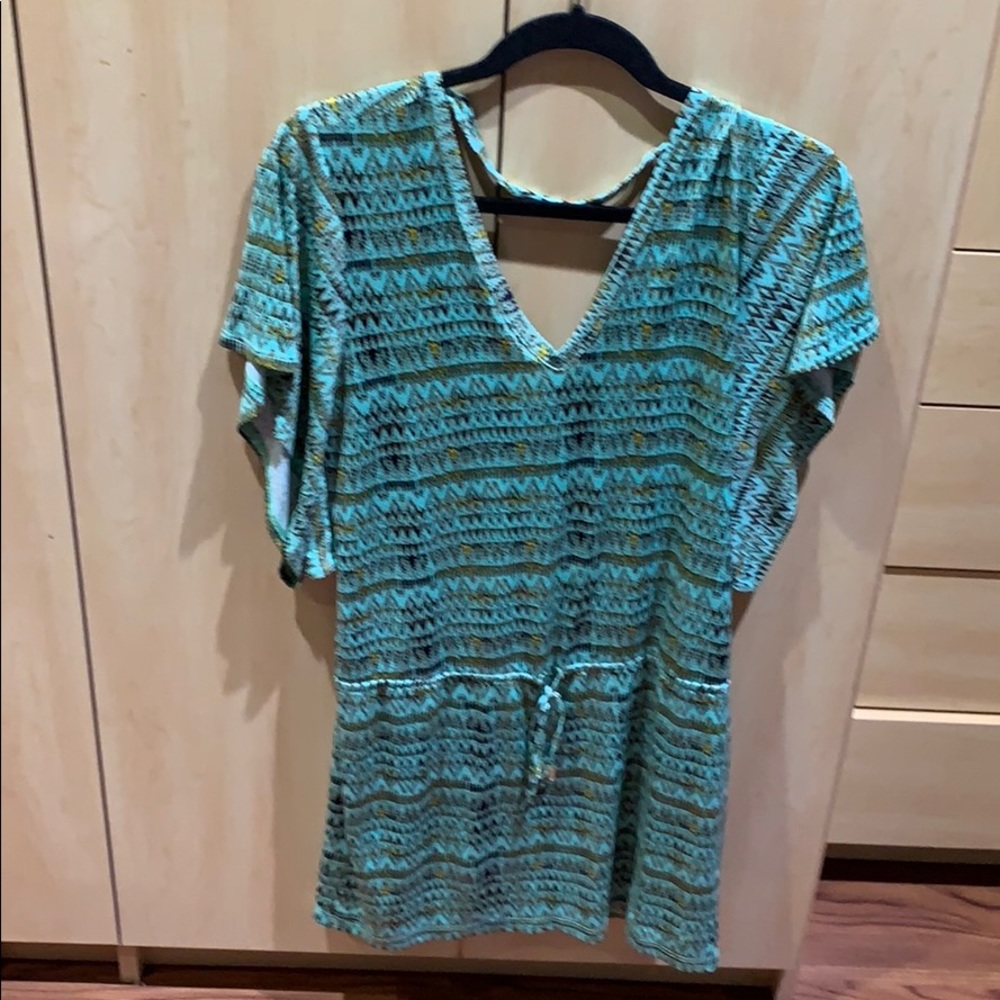 Veronica M drop waist dress in turquoise sz s